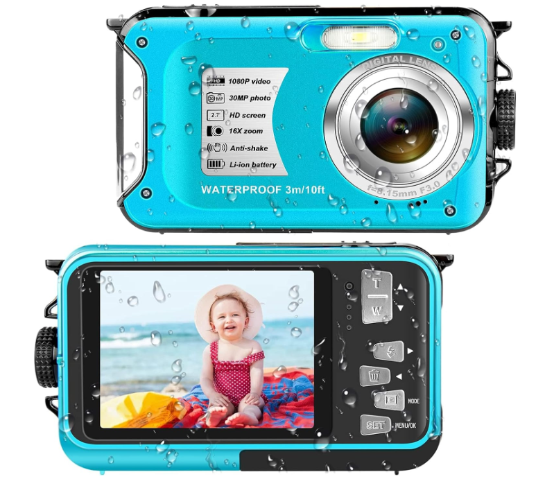 YISENCE デジカメ 防水 水中カメラ デジタルカメラ 3メートル防水 フルHD 1080P 30 MP